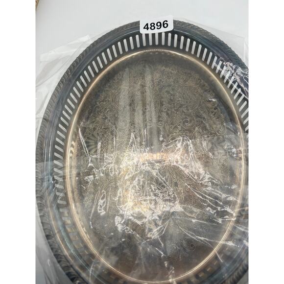 Baldwin‎ Silver Plate Large Oval Serving Tray - Picture 6 of 7